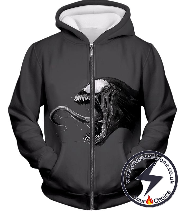 Marvels Latest Venom Grey Zip Up Hoodie